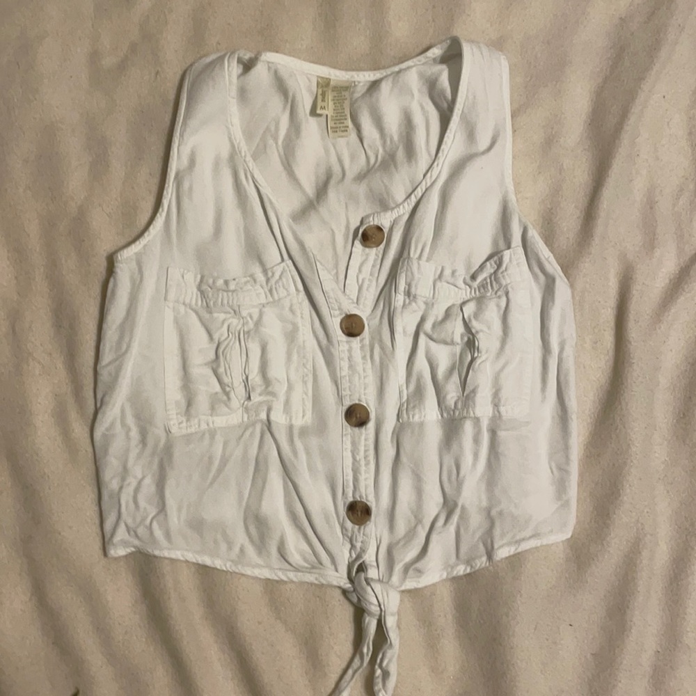 White Cropped Tank